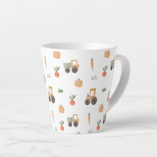 ファームガーデン水彩おもしろいパターン カフェラテマグ (右アングル)