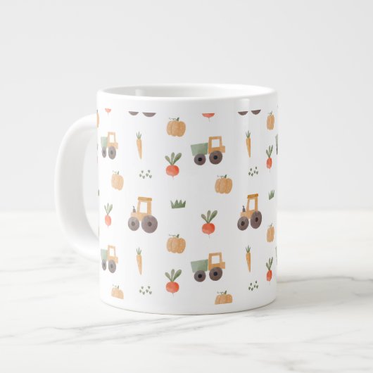 ファームガーデン水彩おもしろいパターン ジャンボコーヒーマグカップ (正面左)