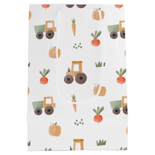 ファームガーデン水彩おもしろいパターン ミディアムペーパーバッグ (裏面)