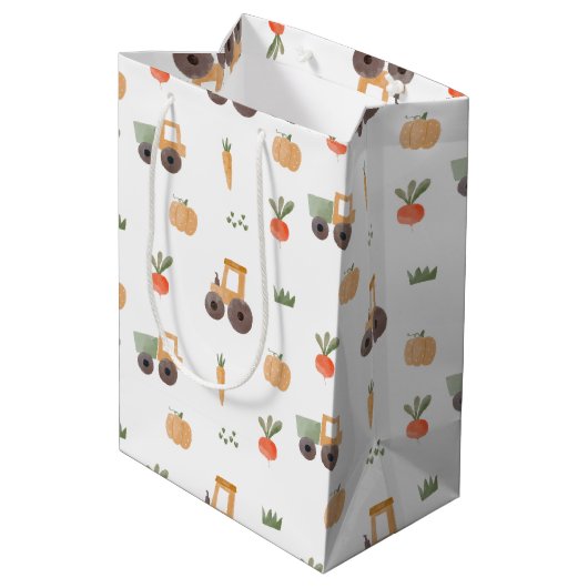 ファームガーデン水彩おもしろいパターン ミディアムペーパーバッグ (裏面アングル)