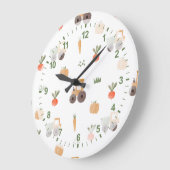 ファームガーデン水彩おもしろいパターン ラージ壁時計 (傾斜)