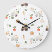ファームガーデン水彩おもしろいパターン ラージ壁時計 (正面)