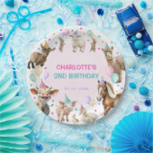 ファームガーリー納屋周囲の庭動物紙吹雪誕生日ガール ペーパープレート (パーティー)