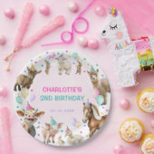 ファームガーリー納屋周囲の庭動物紙吹雪誕生日ガール ペーパープレート (パーティー)