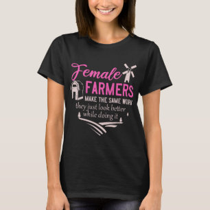 ファームガールアニマルズ女性農家ランチャードーター Tシャツ