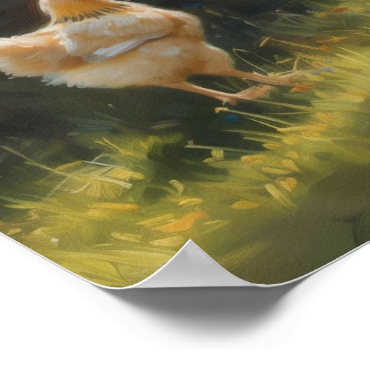 ファームガールウィズチキンズファームハウスホームステッドアート ポスター (角)