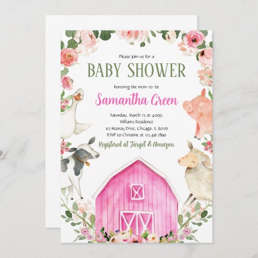 ファームガールベイビーシャワー招待状 招待状