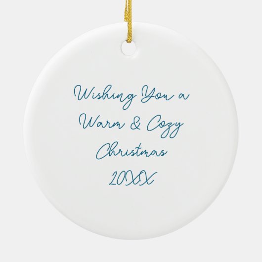 ファームクリスマスに美しい茶色の馬 セラミックオーナメント (裏面)