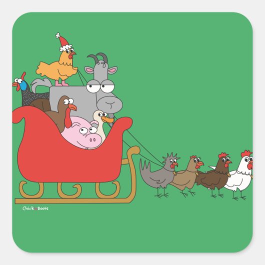 ファームクリスマスステッカー スクエアシール (正面)
