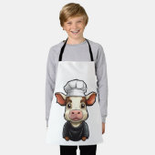 ファームクール動物愛好家アートキュートシェフカウー エプロン (着用した状態)