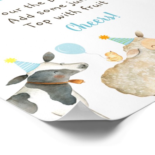 ファームグリーナリーベビーシャワーマモサバー標識 ポスター (角)