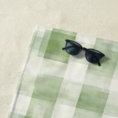 ファームグリーンクリームチェック柄ブライダルシャワー ビーチタオル (インサイチュ)