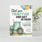 ファームグリーントラクター誕生日招待状 招待状 (スタンド正面)
