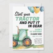 ファームグリーントラクター誕生日招待状 招待状 (正面)