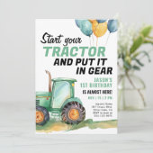 ファームグリーントラクター誕生日招待状 招待状 (スタンド正面)