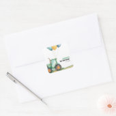 ファームグリーントラクター誕生日 スクエアシール (封筒)