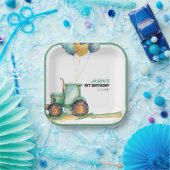 ファームグリーントラクター誕生日 ペーパープレート (パーティー)