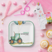 ファームグリーントラクター誕生日 ペーパープレート (パーティー)