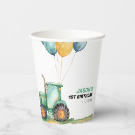 ファームグリーントラクター誕生日 紙コップ