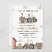 ファームグリーントラクター2nd誕生日 招待状 (正面)