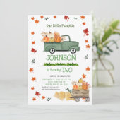 ファームグリーントラックパンプキンボーイファースト誕生日 招待状 (スタンド正面)