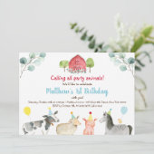 ファームグリーンリーパーティー動物誕生日 招待状 (スタンド正面)