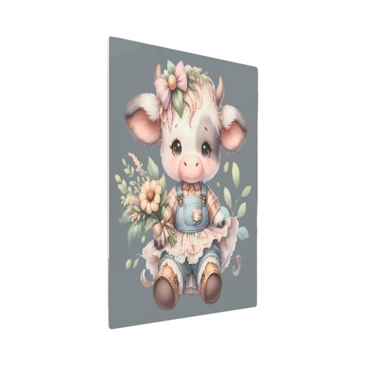 ファームコアかわいいふくらはぎヴィンテージフローラドレス メタルプリント (3/4)