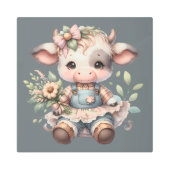 ファームコアかわいいふくらはぎヴィンテージフローラドレス メタルプリント (正面)