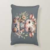 ファームコアかわいい子牛のビンテージフラワープリントドレス アクセントクッション (裏面(縦))