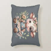 ファームコアかわいい子牛のビンテージフラワープリントドレス アクセントクッション (正面(垂直))