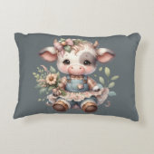 ファームコアかわいい子牛のビンテージフラワープリントドレス アクセントクッション (裏面)