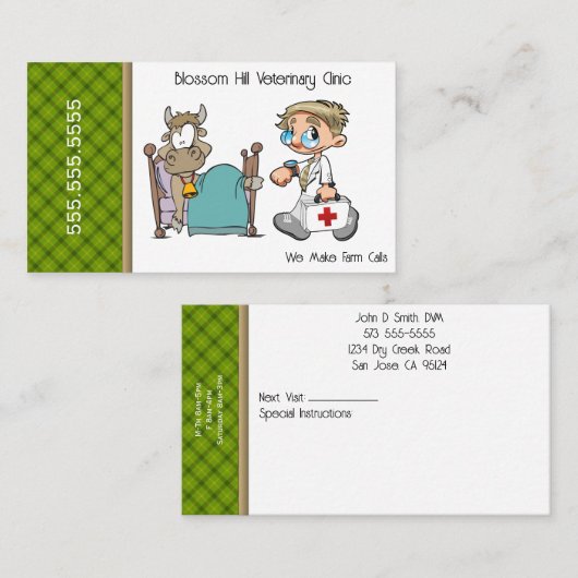 ファームコールおもしろい牛獣医院 名刺 (正面/裏面)
