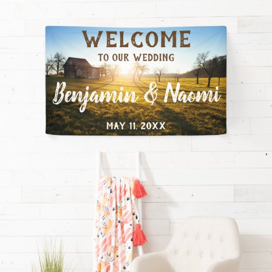 ファームサンセット結婚のウェルカムバナー 横断幕 (インサイチュ)