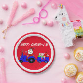 ファームサンタオントラクターとギフトパーティープレート ペーパープレート (パーティー)