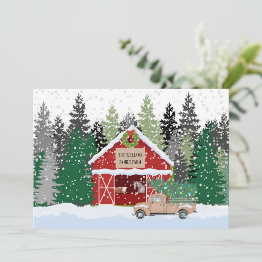 ファームシパーソナライズされたーン素朴クリスマスカード シーズンカード (スタンド正面)