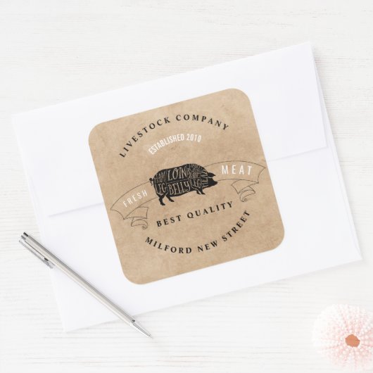 ファームショップの食肉会社の中小企業 スクエアシール (封筒)