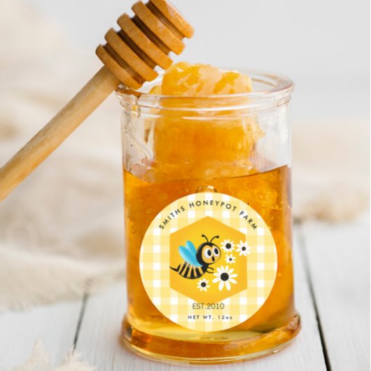 ファームショップはちみつ瓶ラベル小企業の漫画 ラウンドシール