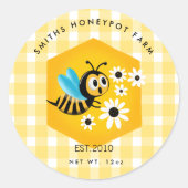 ファームショップはちみつ瓶ラベル小企業の漫画 ラウンドシール (正面)