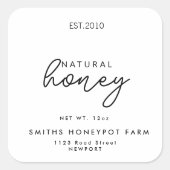 ファームショップはちみつ瓶ラベル小規模企業 スクエアシール (正面)