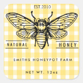 ファームショップはちみつ瓶ラベル小規模企業 スクエアシール (正面)