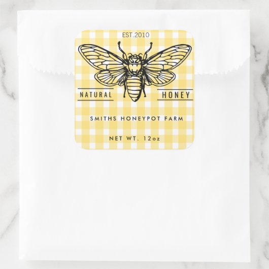 ファームショップはちみつ瓶ラベル小規模企業 スクエアシール (バッグ)