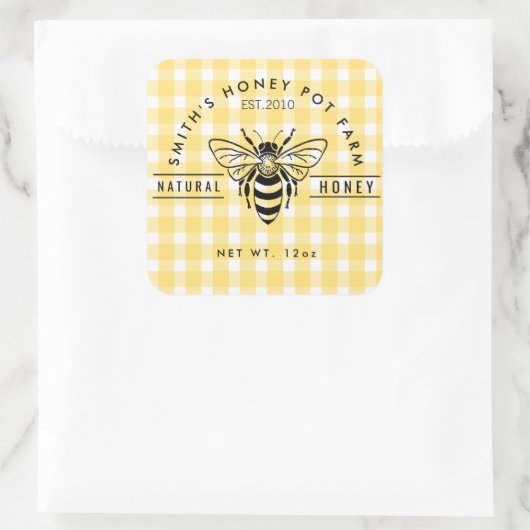 ファームショップはちみつ瓶ラベル小規模企業 スクエアシール (バッグ)
