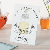 ファームショップはちみつ瓶ラベル小規模企業 台座サイン (インサイチュ)