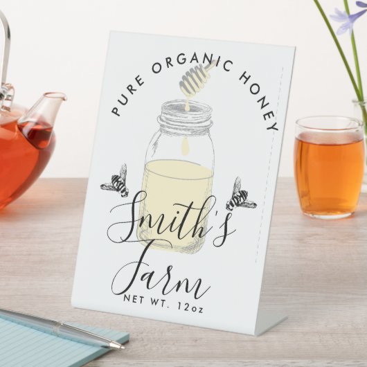ファームショップはちみつ瓶ラベル小規模企業 台座サイン (インサイチュ)