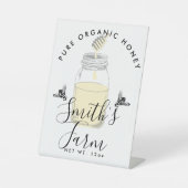 ファームショップはちみつ瓶ラベル小規模企業 台座サイン (正面)