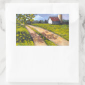 ファームシー絵画ン：の国の風景、納屋 長方形シール (バッグ)