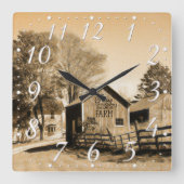 ファームスイートファームカントリーホームステッド スクエア壁時計 (正面)