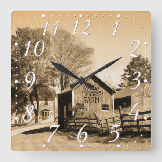 ファームスイートファームカントリーホームステッド スクエア壁時計 (正面)