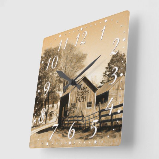 ファームスイートファームカントリーホームステッド スクエア壁時計 (傾斜)