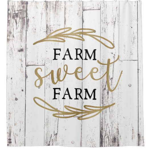 ファームスウィートファームホワイトウッドカントリーファームハウス シャワーカーテン (正面)